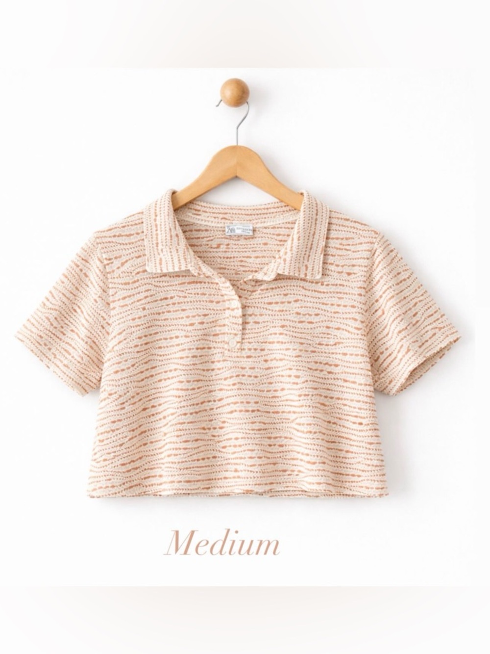 #64 🌷Zara Women's Cream and orange Knit Crop Top